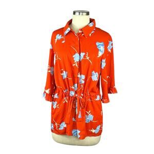 JUST FEMALE Johanna‎ Short Sleeve Button Down Belted Blouse Women's Size Large